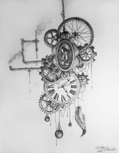 By UglyMushroom from teenink.com Steampunk Tatoos Ideas, Cogs Tattoo, Pocket Watch Art, Steampunk Drawing, Gear Tattoo, Steampunk Elements, Clock Drawings, Pocket Watch Tattoos, Steampunk Glasses