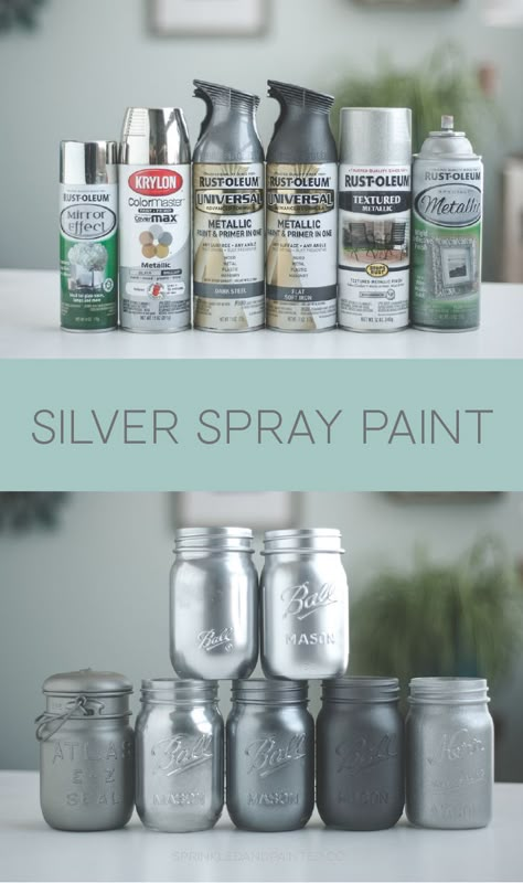 Silver spray paint colors, Rustoleum and Krylon. #Rustoleum #Krylon #DIYspraypainting Silver Spray Paint Furniture, Silver Spray Paint On Metal, Metal Spray Paint, Rose Gold Paint, Metallic Paint Colors, Spray Paint Projects, Rose Gold Painting, Silver Spray Paint, Silver Spray