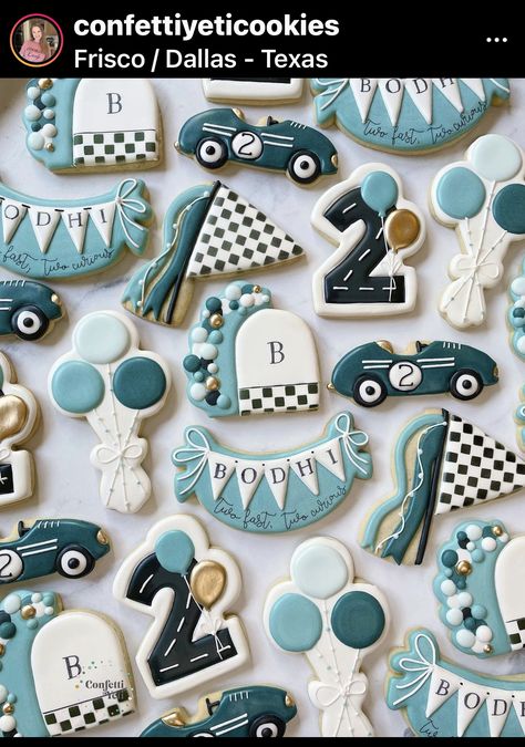 Two Fast Birthday Cookies, Vintage Car Birthday, 2nd Birthday Party For Boys, Race Car Track, Bubble Birthday, Vintage Birthday Cakes, Its A Boy Balloons, Second Birthday Ideas, Boy Birthday Party Themes