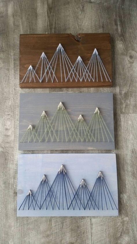 Mountain String Art, Home Decor Ideas Bedroom, Nail String, String Art Tutorials, Cool Kids Bedrooms, Nail String Art, String Wall Art, Decor Ideas Bedroom, Adventure Theme