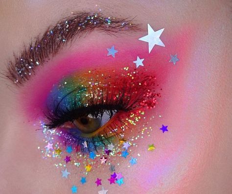 Carnaval Make-up, Drag Make-up, Cute Eye Makeup, Pride Makeup, Kawaii Makeup, Pride Stuff, Rave Makeup, Rainbow Makeup, Makijaż Smokey Eye