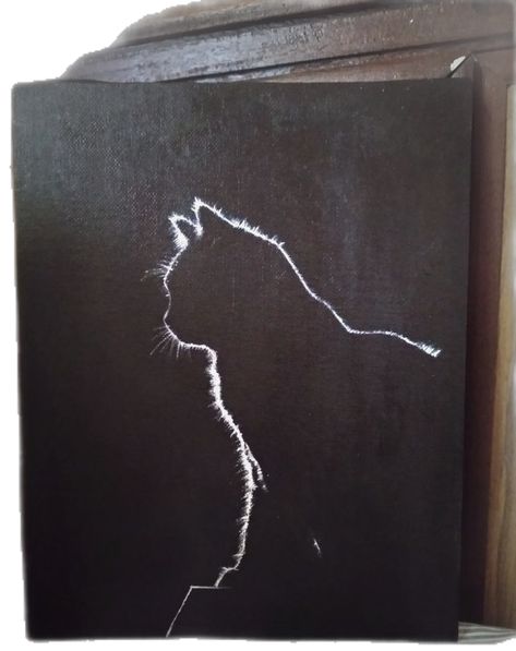 #cat #painting #easy Painting Ideas On Canvas Aesthetic Dark Easy, Simple Black Cat Painting, Simple Dark Painting Ideas, Easy But Cool Paintings, Easy Paintings Black Background, Black Background Canvas Painting Ideas, Acrylic Painting Ideas Easy Simple, Cat Acrylic Painting Easy, Edgy Painting Easy