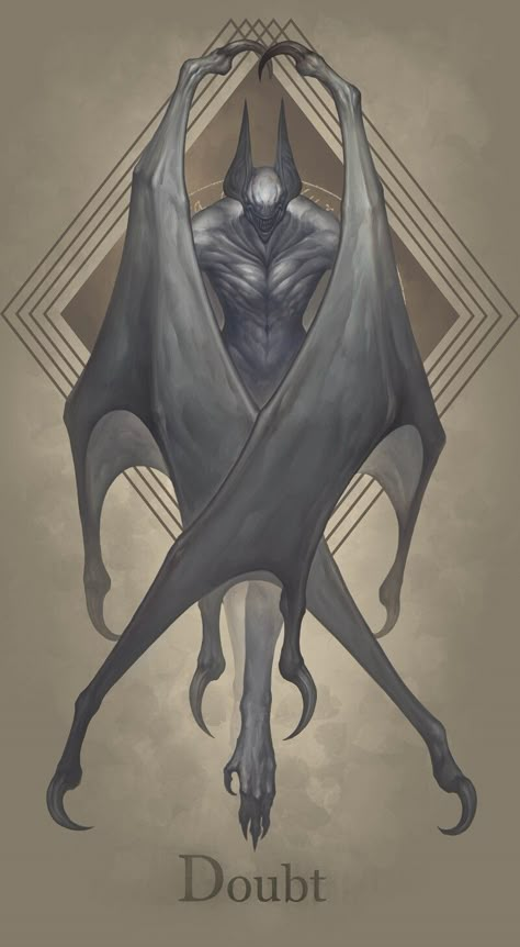 Dnd Ghost Monster, Flying Monster Fantasy Art, Bone Monster Concept Art, Giant Bat Fantasy Art, 천사와 악마, Fantasy Objects, Fantasy Skeleton Monster, Dark Creatures, Demon Art