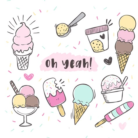 Free Ice Cream Graphics - Free Pretty Things For You Draw Ice Cream, Ice Cream Illustration, Ice Cream Art, Ice Cream Set, Zestaw Ikon, 귀여운 음식 그림, Ice Cream Theme, Bullet Journal Themes, 수채화 그림