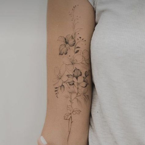 Inner Wrist Floral Tattoo, Delicate Arm Sleeve Tattoo, Fore Arm Flower Tattoos, Fine Line Flower Wrap Tattoo, Dainty Peacock Tattoo, Delicate Floral Sleeve Tattoo, Fine Line Flower Arm Tattoo, Pretty Fine Line Tattoo, Rose Arm Tattoos For Women Forearm