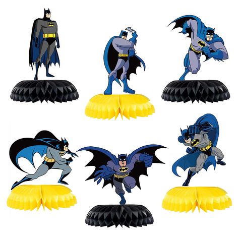 PRICES MAY VARY. Products Include: You will receive 6pcs Bat-man honeycomb centerpieces. Each centerpiece sizes are about 6 inches. The party table decorations are made of high-quality cards, which are seamless, durable, lightweight, non-fading, and thick. Unique Design: The honeycomb decorations pattern of bat hero, and the colors are bright. The eye-catching birthday party center decorations, bat party centerpieces will definitely attract people's attention. Easy to Assemble: Just take a few s Batman Centerpieces Diy, Batman Table Centerpiece, Batman Birthday Party Centerpieces, Batwheels Birthday, Hero Party Decorations, Batman Party Favor Ideas, Outdoor Batman Birthday Party, Bat Party, Batman Theme Party