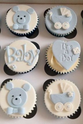 Cupcakes Videos, Baby Shower Cupcakes For Boy, Baby Shower Desserts Boy, Baby Boy Cupcakes, Lila Party, Cupcakes For Boys, Boy Vintage, Baby Cupcake, Shower Desserts