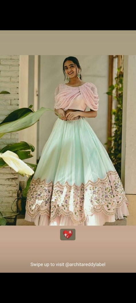 Sleeves Design For Crop Top Lehenga, Unique Crop Top Lehenga Designs, Paplam Top With Lehnga, Unique Gown Design Indian, Western Blouse Designs For Saree, Lehanga Designs Simple, Sangeet Outfits For Women, Long Gown Design, Wedding Lehenga Designs