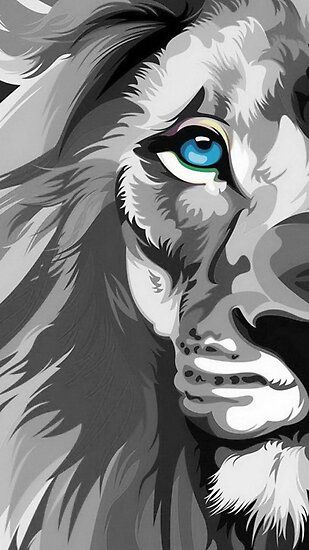 This is a blue eyed lion in grey tones design • Millions of unique designs by independent artists. Find your thing. Lion Painting, Lion Art, A Lion, Blue Eyes, Lion, Paintings, Black And White, Blue, White