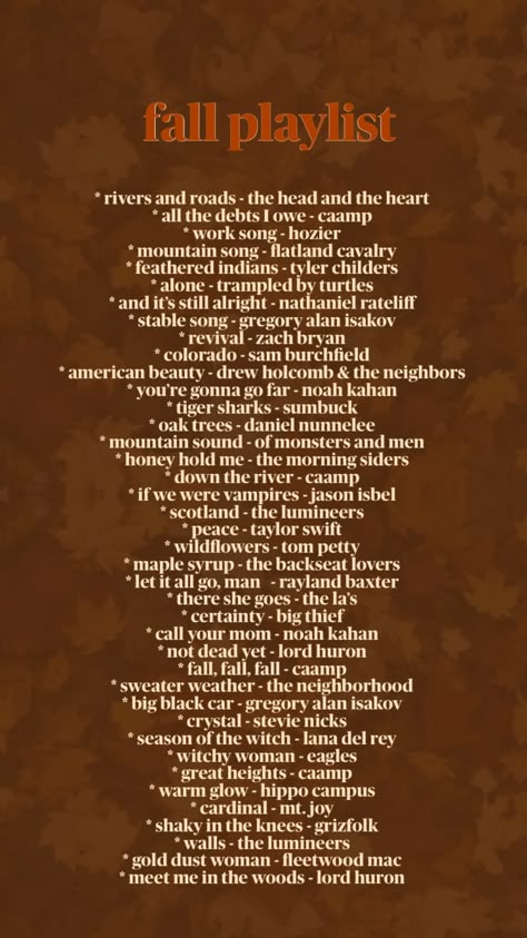 Thanksgiving Music, Fall Playlist, Song Lists, Fall Songs, Music Recs, Fall Music, Fall Mood Board, Playlist Ideas, Song Suggestions