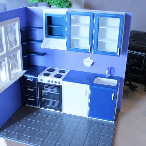 3d Print Miniatures, Mini Room, 3d Printer Miniatures, 3d Printing Doll House Furniture, 3d Printed Dollhouse, 3d Printing Miniatures Doll Houses, 3d Printing Dollhouse Miniatures, Galvanized Wash Tub, Kitchen Miniature Model