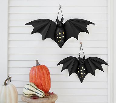 Kid Friendly Halloween Decorations, Scary Creatures, Pottery Barn Halloween, Festive Halloween Decor, Steampunk Ideas, Hanging Bat, Kid Friendly Halloween, Pointy Ears, Flameless Led Candles