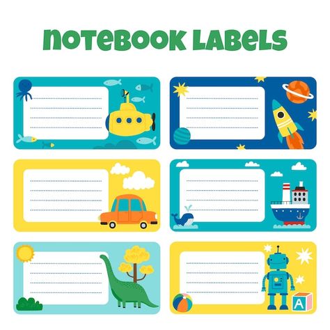 Free School Labels, Personalized School Supplies Labels, Kids School Labels, Notebook Label, School Labels Printables, School Stickers Labels, Notebook Labels, School Book Covers, Label Ideas