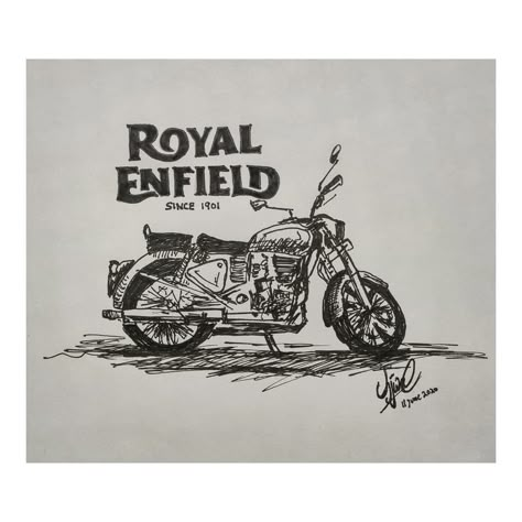 Royal Enfield Classic 350 Wallpapers, Bullet Bike Art, Royal Enfield Sketch, Royal Enfield Drawing, Royal Enfield Classic 350, Meteor 350, Travel Tattoo Ideas, Yamaha Rx100, Bullet Bike