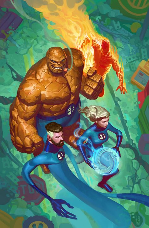 ArtStation - The Fantastic Four, Johnny Morrow Fantastic Four Marvel, Fantastic Four Comics, Castlevania Anime, The Fantastic Four, Mister Fantastic, Marvel Fan Art, Superhero Wallpaper, Marvel Comic Universe, Marvel Comics Art