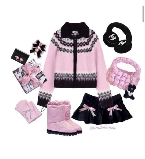 Dolly Winter Outfits, Pink Outfits Polyvore, Goth Ootd, Dolly Outfits, Clothes Polyvore, Fire Outfits, Pink Clothes, Outfit Polyvore, Winter Princess