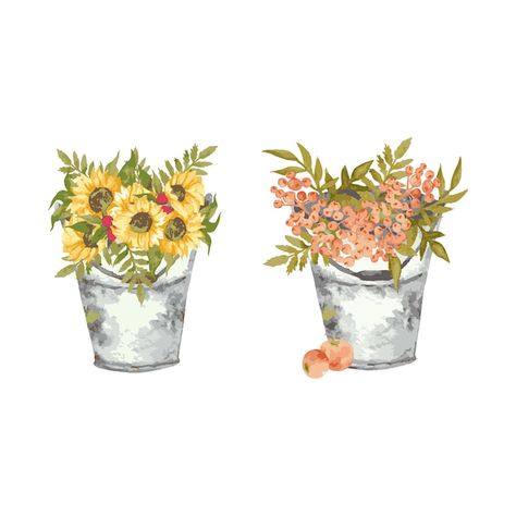 Baskets with sunflowers watercolor | Premium Vector #Freepik #vector #watercolor-drawing #sunflower-watercolor #watercolor-art #watercolor-nature Sunflower Basket, Sunflowers Watercolor, Bujo Layout, Watercolor Sunflower, Psd Icon, Vector Photo, Premium Vector, Graphic Resources, Sunflower