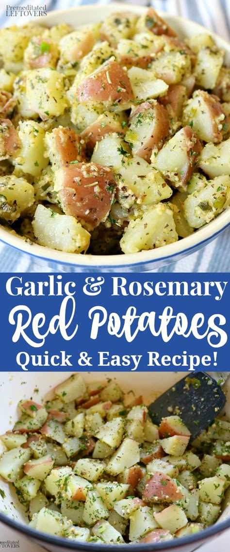 This Garlic and Rosemary Red Potatoes recipe is a quick and easy side dish to make on the stovetop. Boiled, then sauteed in olive oil with garlic, onion, and rosemary. Rosemary Red Potatoes, Boiled Potatoes Recipe, Potato Recipe For Kids, Boiled Red Potatoes, Garlic Potatoes Recipe, Red Potatoes Recipe, Potato Recipes Crockpot, Cooking Red Potatoes, Red Potato Recipes