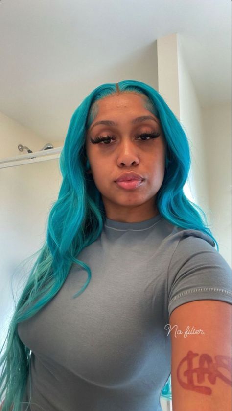 Blue Straight Hair Black Women, Colored Wig Ideas Black Women, Color Lace Front Wigs Black Women, Lace Front Colors, Colored Lace Front Wigs Black Women, Blue Frontal Wig, Wig Colors Black Women, Colored Hair Black Women, Color Wigs For Black Women