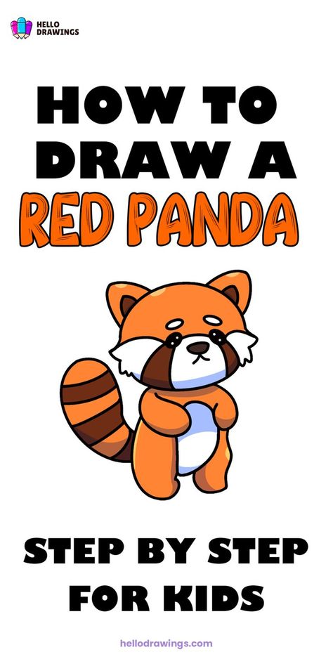 How to Draw a Red Panda | Easy Drawing Guide for Kids Red Panda Crafts, Animal Drawings Simple, Panda Drawing Easy, Animal Drawing Tutorial, Red Panda Drawing, Panda For Kids, Animal Drawings For Kids, Simple Animal Drawings, Panda Crafts