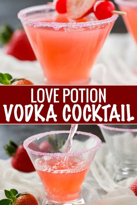 Love Potion Cocktail, Drinks Vodka, Cocktails Vodka, Valentine Drinks, Cocktail Vodka, Cosmopolitan Cocktail, Chunky Chef, Best Drink, Vodka Cocktail