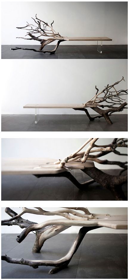 Tree Bench Hybrid Furniture, Wooden Joints, Poltrona Design, Koti Diy, Driftwood Furniture, Tree Bench, Wood Table Design, Fallen Tree, Tv Stand Wood