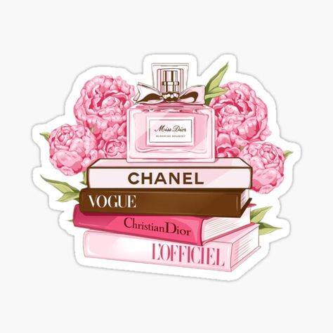 Perfume Stickers | Redbubble Vogue Flowers, Chanel Art Print, Chanel Wallpapers, Chanel Wall Art, Miss Dior Blooming Bouquet, Perfume Art, Chanel Art, Chanel Perfume, Fashion Wall Art