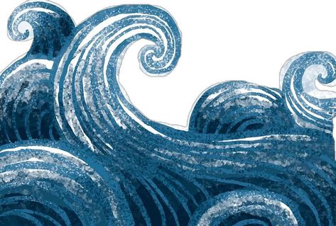 Waves Graphic, Wave Clipart, Ocean Illustration, Waves Curls, Abstract Waves, Collage Poster, Collage Making, Wave Design, Blue Waves