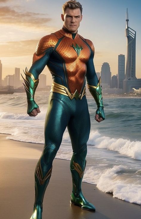 Aqua Man Costume, Aquaman Character Design, Aquaman Redesign, Aquaman Suit Concept Art, Young Justice Love, Aquaman Comic Art, Aquaman Costume, Aquaman Cosplay, Kapten Marvel