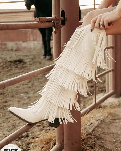 Step into a winter wonderland with these stylish, Frosted Fringe Boots! With white, fluffy fringe spilling over the tops, these boots will have you looking festive and feeling warm on even the coldest days! Make sure you arrive at your next winter gathering in style! Material: Plyurethane Heel: 2.5” Height: 17” https://hicktownhoney.com/products/frosted-fringe-boots Fluffy Fringe, Winter Gathering, Western Style Boots, White Fringe, Fringe Boots, Over The Top, Cowgirl Boots, One Week, Cold Day