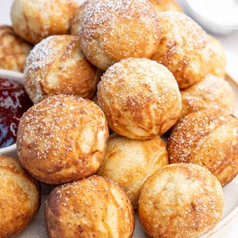 Aebleskiver Recipe - Danish Pancake Balls - Everyday Delicious Danish Pancake Balls, Aebleskiver Recipe, Pancake Balls, Danish Pancakes, The Best Pancakes, Best Pancakes, Flour Container, Sweet Snacks Recipes, Pancake Batter