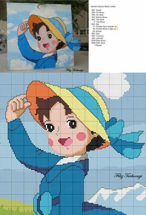 Heidi Cross Stitch For Kids, Stitch Cartoon, Pola Kristik, Baby Cross, Cross Stitch Baby, Kirigami, Plastic Canvas Patterns, Cross Stitch Charts, Canvas Patterns