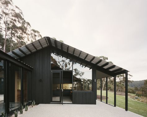 Two Sheds - Picture gallery Australian Sheds, Roof Eaves, Shed Home, Agricultural Buildings, Charred Wood, Gable Roof, Australian Architecture, Timber Cladding, Box Houses