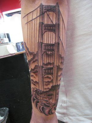 Bridge Tattoo, Places To Get Tattoos, California Tattoo, Cross Tattoo, Arm Tattoos For Guys, Arm Sleeve, Picture Tattoos, Cute Tattoos, Arm Tattoo