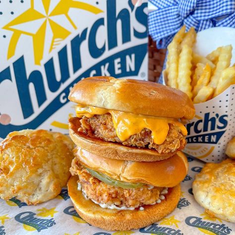 Churches Chicken, Churchs Chicken, Corn Fries, Honey Butter Biscuits, Chicken Restaurant, Jalapeno Cheese, Pizza Burgers, Burgers Sandwiches, Honey Butter