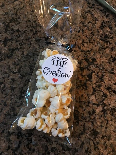 Jw Gifts Ideas, High School Grad Party Ideas, Best Friend Engagement, Engagement Party Decorations Diy, High School Grad Party, Engagement Announcement Ideas, Popcorn Wedding Favors, Happily Ever After Starts Here, Wedding Favours Bottles