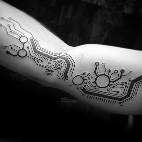 Gentleman With Circuit Board Inner Arm Computer Tattoo Boomerang Tattoo, Circuit Board Tattoo, Computer Tattoo, Circuit Tattoo, Chip Tattoo, Electronic Tattoo, Tech Tattoo, Science Tattoo, Cyberpunk Tattoo