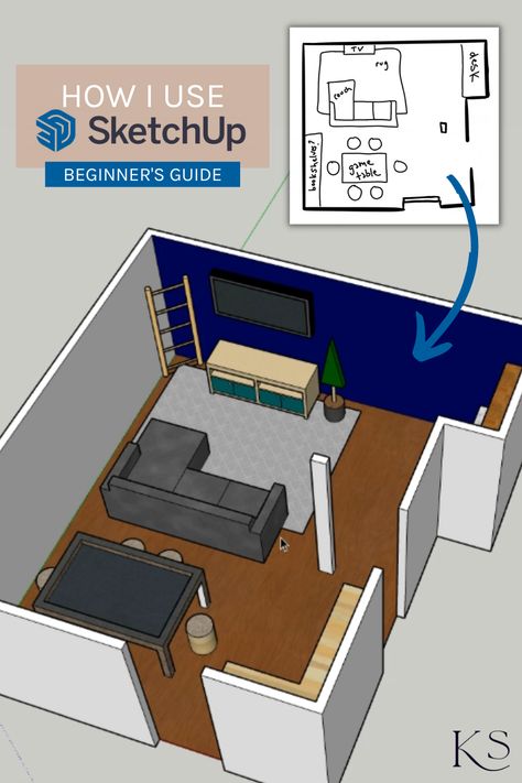 Part Two of my Quick & Easy Sketchup Tutorial is live! I walk you through a complete start-to-finish interior design mock up. #interiordesign #cad #cadforbeginners #designschool #floorplans #3dvisualization #architecture #render #homedesign #homeconstruction #DIYrenovation #DIYhomeimprovement Sketchup Interior Design Render, Sketch Up Interior Design, Sketchup Interior Design, Sketchup Woodworking, Sketchup Tutorials, Design Your House, Architecture Render, Single Floor House Design, Interior Design Renderings