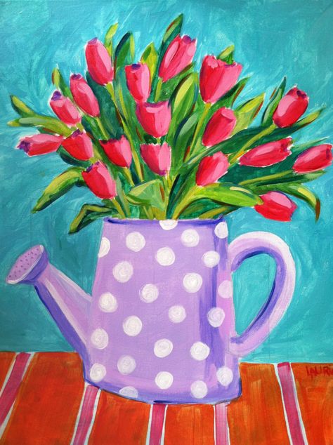 Cute Spring Paintings Easy, Simple Spring Paintings, Simple Spring Painting Ideas, Spring Paint Party Ideas, Spring Paintings Easy, April Painting Ideas, Spring Paint Night, March Painting Ideas, Canvas Art Aesthetic Simple