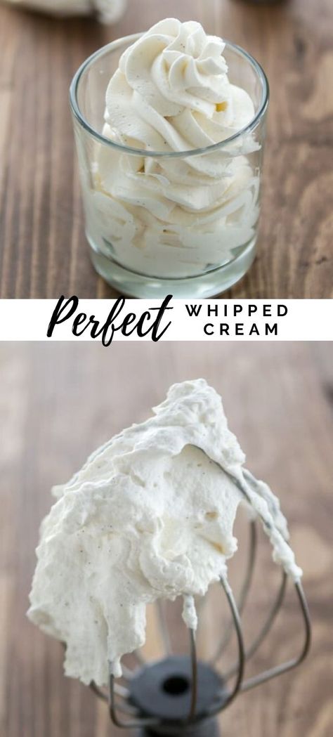 Perfect Whipped Cream, Homemade Whipped Cream Recipe, Flavored Whipped Cream, Whipped Cream Recipe, Fresh Whipped Cream, Crazy For Crust, Cake Filling Recipes, Recipes With Whipping Cream, Baking Stuff