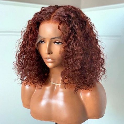 Middle Part Bob Wig, Bob Wig For Black Women, Middle Part Bob, 16 Inch Hair, Indian Remy Human Hair, Ginger Hair Color, Wig For Black Women, Curly Bob Wigs, Short Curly Bob