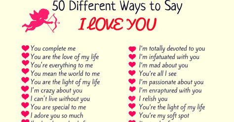 Learn many different ways to say I LOVE YOU in English with pictures. How To Say I Love You In Different Ways, Other Words For Love, Words For Love, Im Crazy About You, I Love You Words, Youre Everything To Me, Other Ways To Say, You Mean The World To Me, Descriptive Words