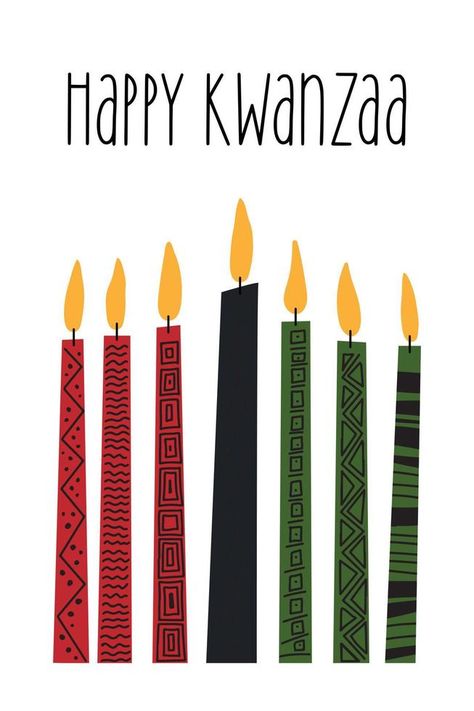 Kwanzaa clip art - seven long kinara candles - red, black, green. Cute simple clipart for African American Kwanzaa celebration holidayHappy Kwanzaa greeting card decorated with tribal ornament Kwanzaa Candle Crafts For Kids, Kwanzaa Door Decorations For School, Kwanzaa Cards, Kwanzaa Candles, Kwanzaa Crafts, December Journal, Kwanzaa Decorations, Kwanzaa Principles, Christmas Greeting Cards Handmade