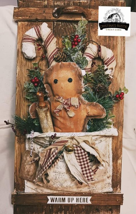 Credit: Christina's Rustic Creations Gingerbread Mantle, Iod Christmas, Men Ornaments, Gingerbread Designs, Gingerbread Kitchen, Sweet Gingerbread, Vintage Gingerbread, Christmas Boards, Gingerbread Ideas