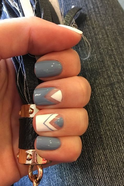 30 Beautiful Good Nail Designs That Will Leave You Amazed Nail Designs Chevron, Triangle Nails Design, Triangle Design Nails, Travel Inspired Nails, Western Graduation Nails, Simple Aztec Nail Designs, Nails Triangle Design, Camo Nail Ideas, Nails For Mountain Vacation