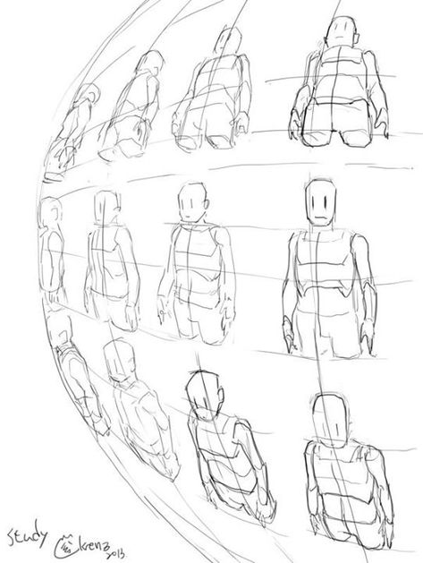 Krenz Drawing Characters In Perspective, Looking Down Perspective, Body Structure Drawing Anatomy Reference, Perspective Drawing Lessons, Human Figure Drawing, Anatomy Sketches, Body Reference Drawing, Perspective Art, Perspective Drawing