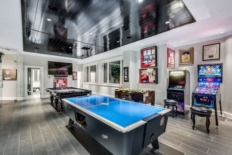 Luxury Game Room, Celebrity Game, Home Game Room, Arcade Room, Game Room Basement, Arcade Game Room, House Games, Game Rooms, Room Ceiling