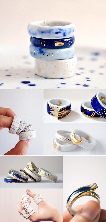 Handmade Ceramic Jewelry, Rings Stone, Plastic Rings, Polymer Clay Ring, Ceramic Jewellery, Modern Jewellery, Rings And Bracelets, Pottery Crafts, Porcelain Jewelry