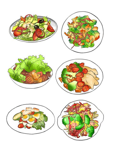 Salad Cartoon, Salad Drawing, Salad Design, Gourmet Salad, Types Of Salad, Beef Salad, Shrimp Salad, Appetizer Salads, Tuna Salad