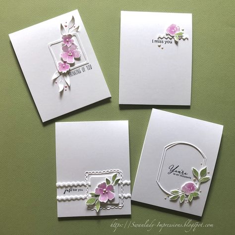 Swanlady Impressions: CAS Quartet Handmade Greeting Cards, Elegant Cards, Die Cut Cards, Card Making Techniques, Small Cards, Card Sketches, Card Layout, Floral Cards, Creative Cards